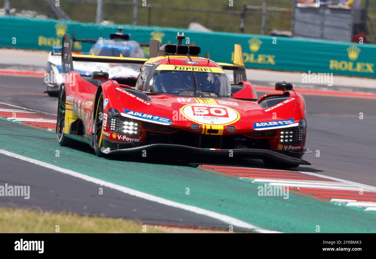 Austin, Stati Uniti. 1 settembre 2024. Ferrari Hypercar (50) guidata da Antonio fuoco, Miguel Molina e Nicklas Nielsen durante la gara Lone Star le Mans ad Austin, Texas, il 1 settembre 2024. (Foto di: Stephanie Tacy/Sipa USA) credito: SIPA USA/Alamy Live News Foto Stock