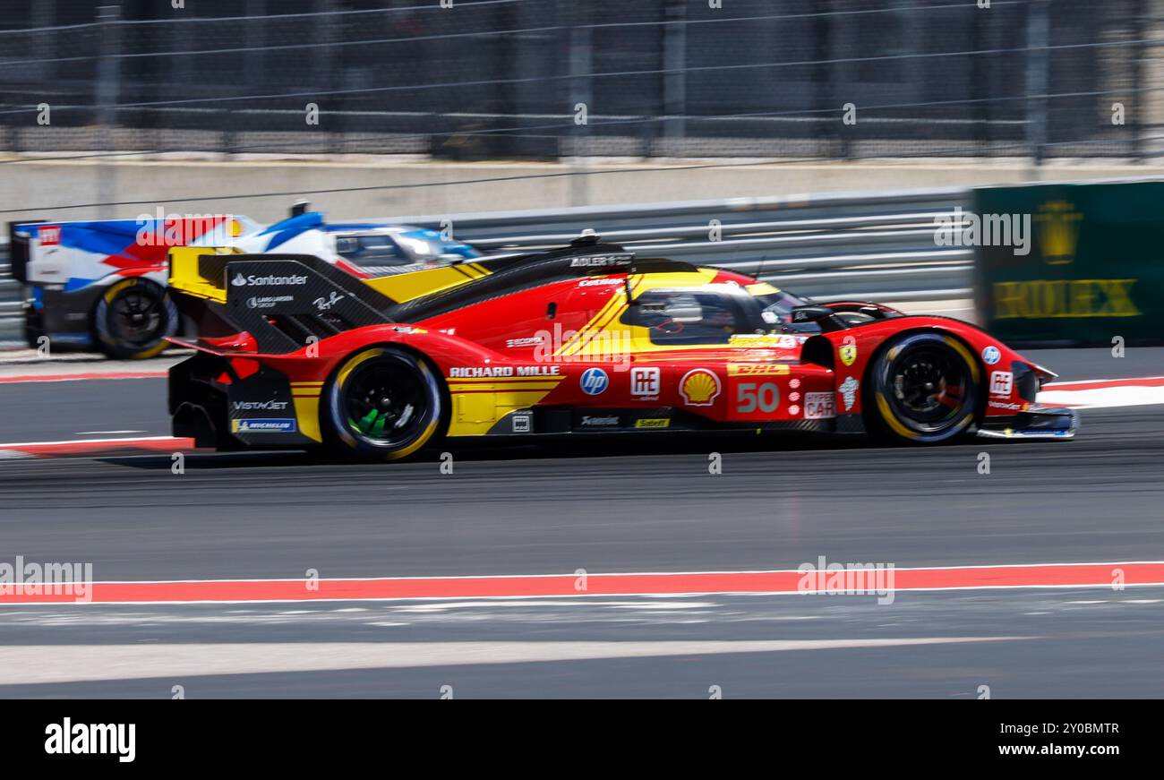 Austin, Stati Uniti. 1 settembre 2024. Ferrari Hypercar (50) guidata da Antonio fuoco, Miguel Molina e Nicklas Nielsen durante la gara Lone Star le Mans ad Austin, Texas, il 1 settembre 2024. (Foto di: Stephanie Tacy/Sipa USA) credito: SIPA USA/Alamy Live News Foto Stock