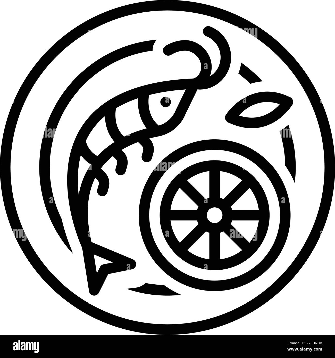 Icona del pesce, piatto Illustrazione Vettoriale
