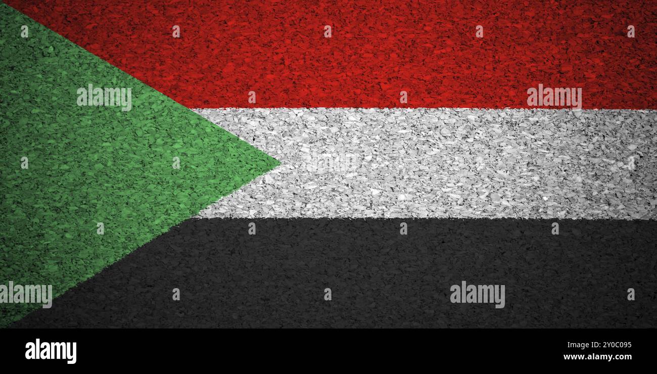 La bandiera del Sudan dipinta su un bordo di sughero Foto Stock