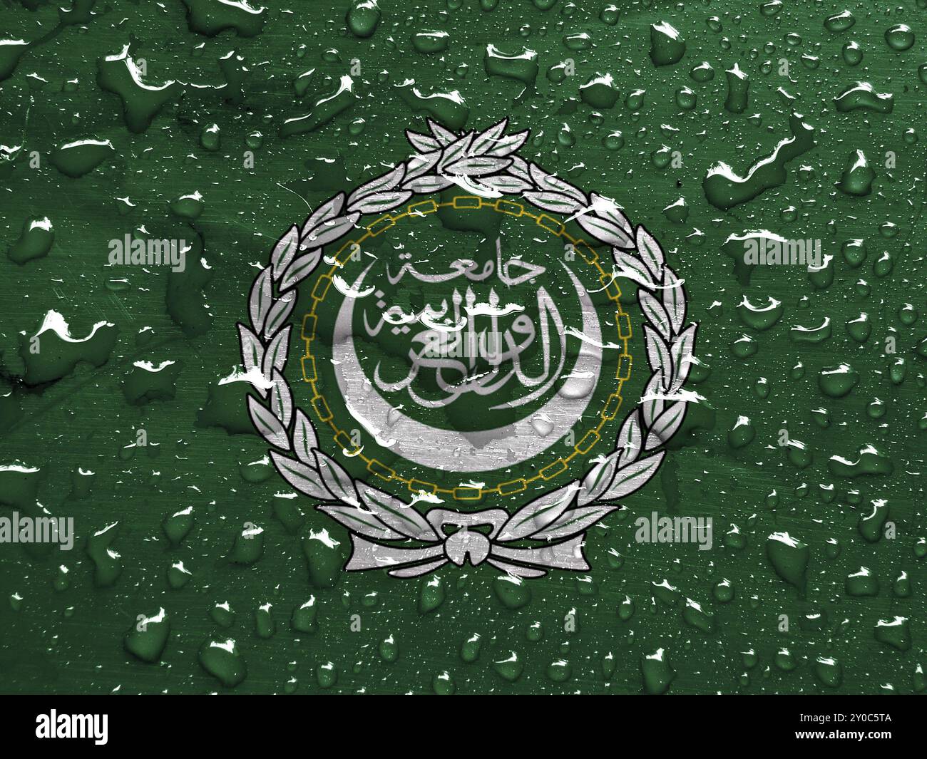 Bandiera della Lega Araba con gocce di pioggia Foto Stock