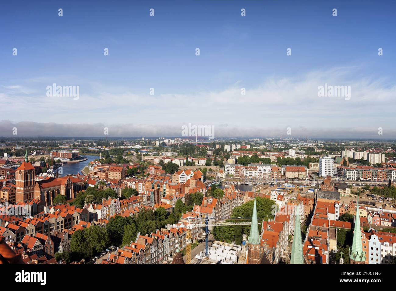Vista aerea sulla città di Danzica in Polonia, Città Vecchia da sopra Foto Stock