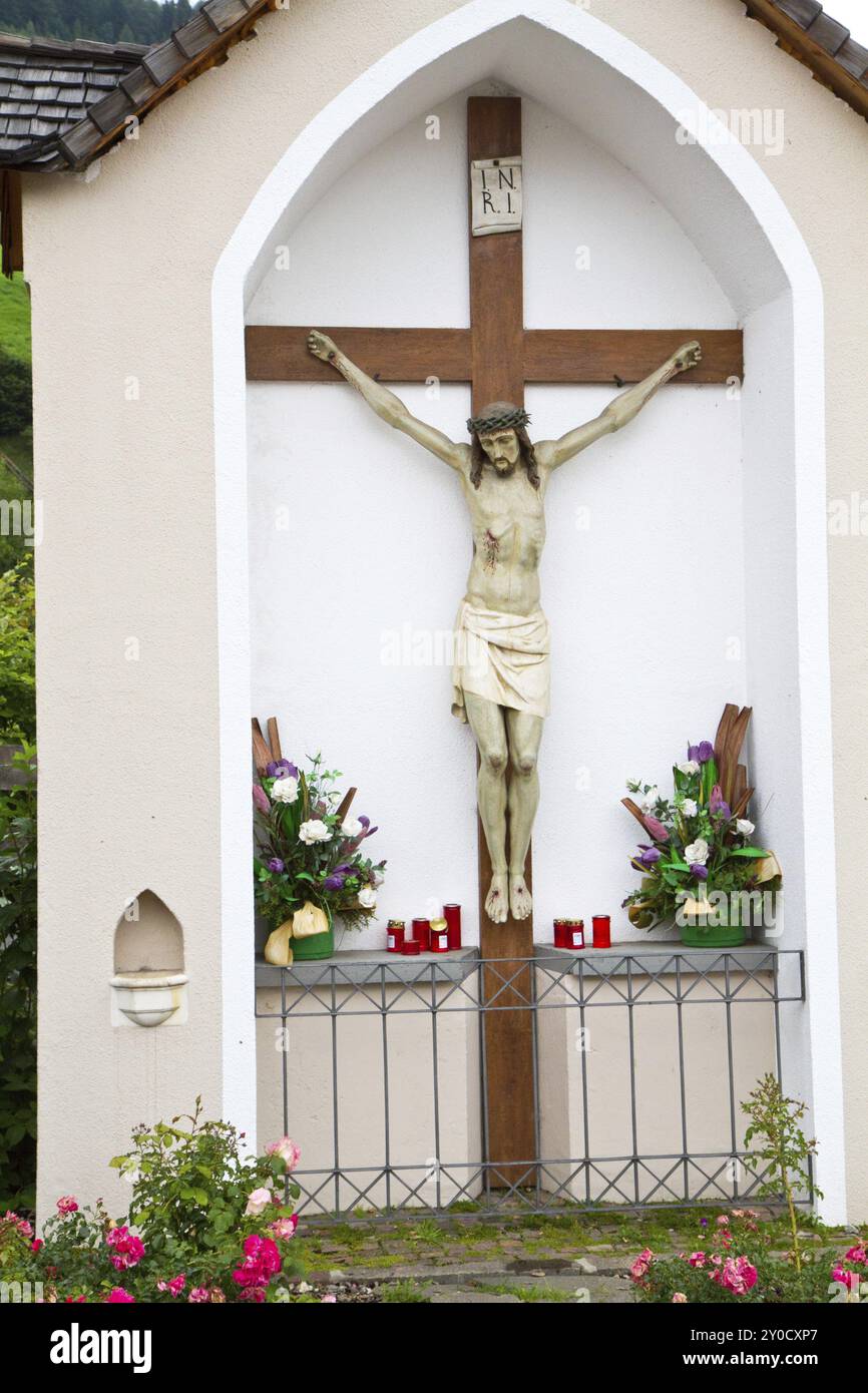 Santuario a lato della strada in alto Adige, Italia, Europa Foto Stock