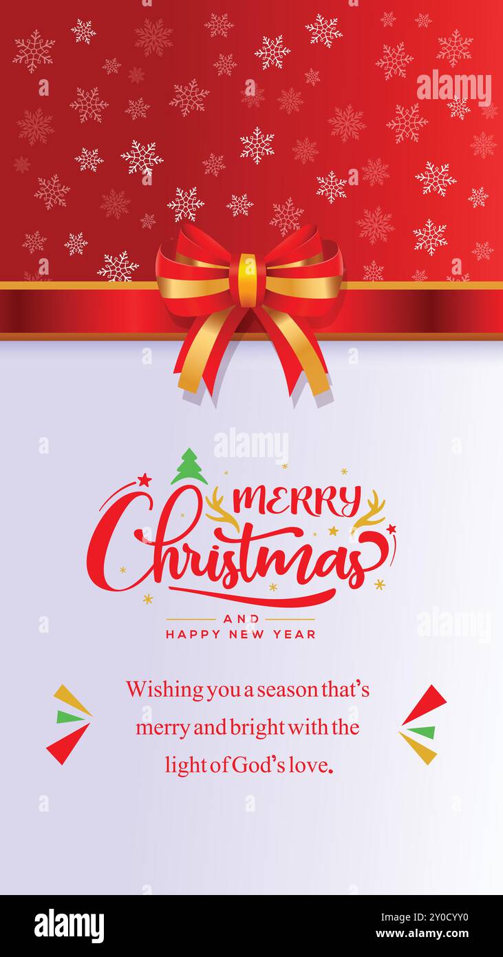 biglietto di auguri di buon natale, biglietto di auguri di buon anno, sfondo rosso, motivo natalizio allegro Illustrazione Vettoriale
