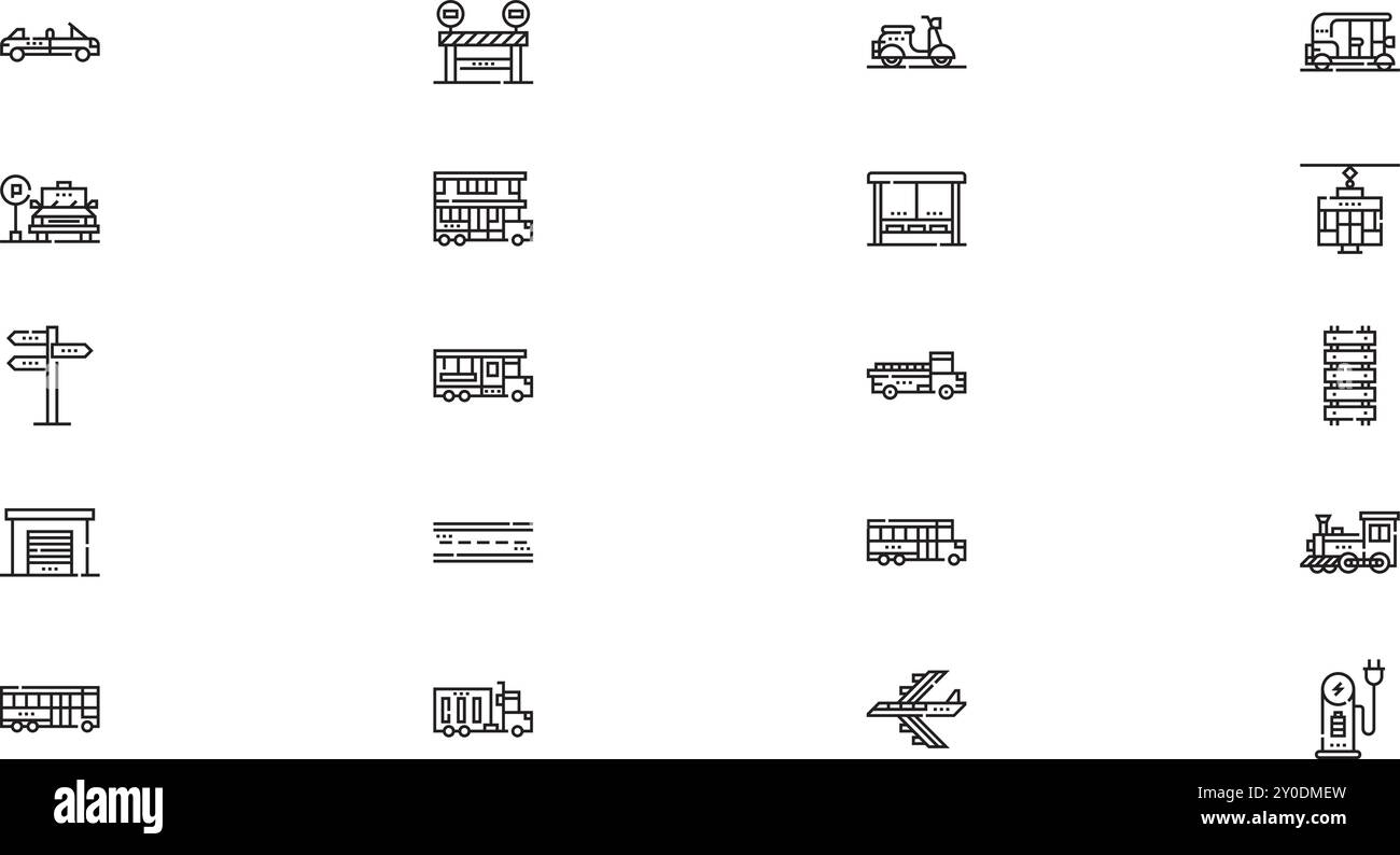 Icone di trasporto raccolta icone vettoriali di alta qualità con tratto modificabile. Ideale per progetti professionali e creativi. Illustrazione Vettoriale