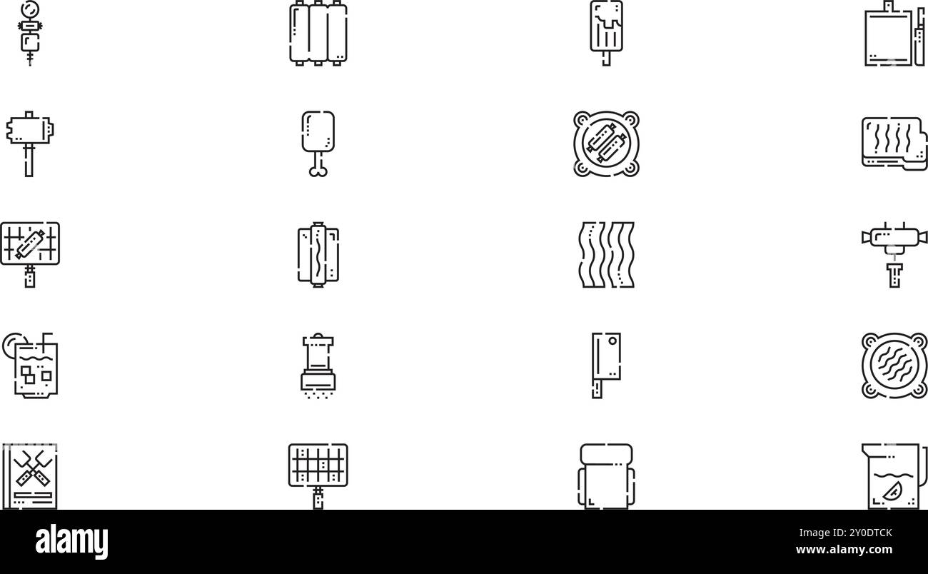 Icone barbecue Collezione icone vettoriali di alta qualità con tratto modificabile. Ideale per progetti professionali e creativi. Illustrazione Vettoriale
