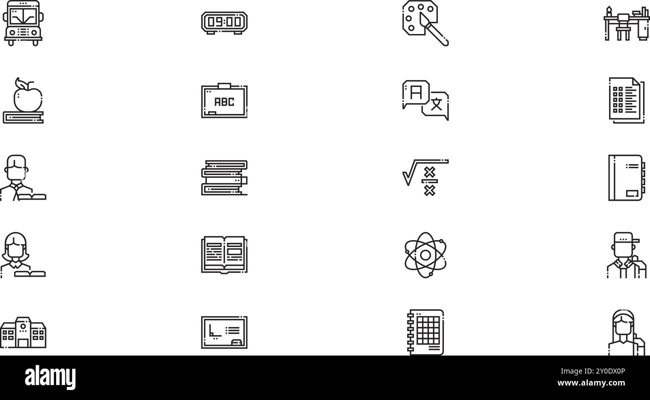 Icone di istruzione raccolta icone vettoriali di alta qualità con tratto modificabile. Ideale per progetti professionali e creativi. Illustrazione Vettoriale