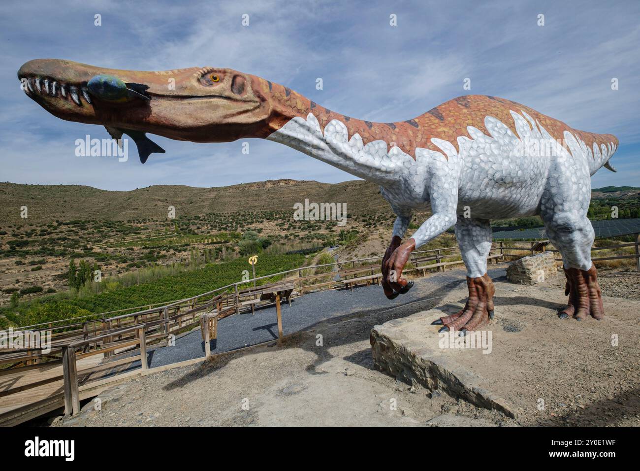 Riproduzione dei dinosauri Baryonyx, The Peladillo era Ichnites Deposit, Igea, la Rioja , Spagna, Europa Foto Stock