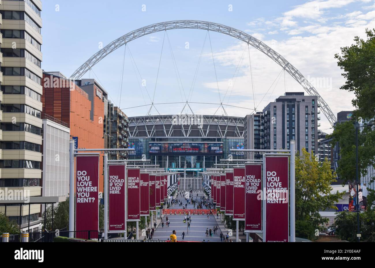 Londra, Regno Unito. 28 agosto 2024. Vista esterna diurna dello stadio di Wembley. Credito: Vuk Valcic/Alamy Foto Stock