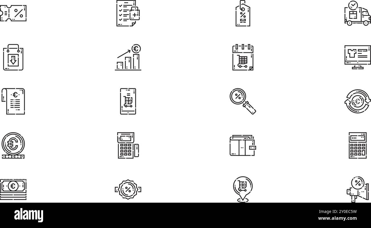 Icone di vendita raccolta icone vettoriali di alta qualità con tratto modificabile. Ideale per progetti professionali e creativi. Illustrazione Vettoriale