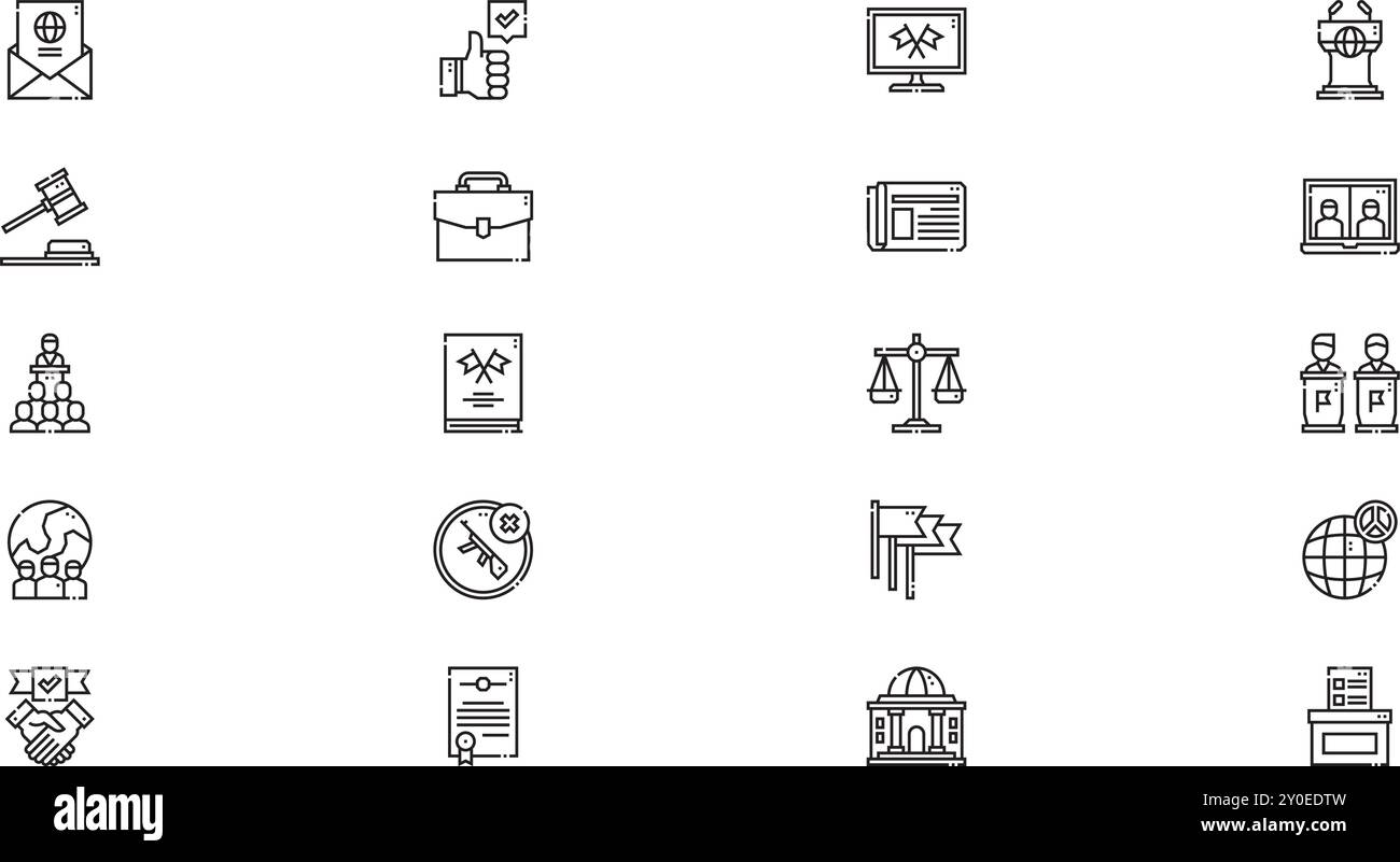 Icone diplomatiche raccolta icone vettoriali di alta qualità con traccia modificabile. Ideale per progetti professionali e creativi. Illustrazione Vettoriale