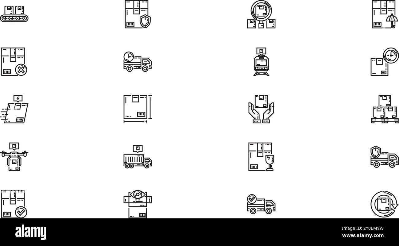 Icone di consegna raccolta icone vettoriali di alta qualità con tratto modificabile. Ideale per progetti professionali e creativi. Illustrazione Vettoriale