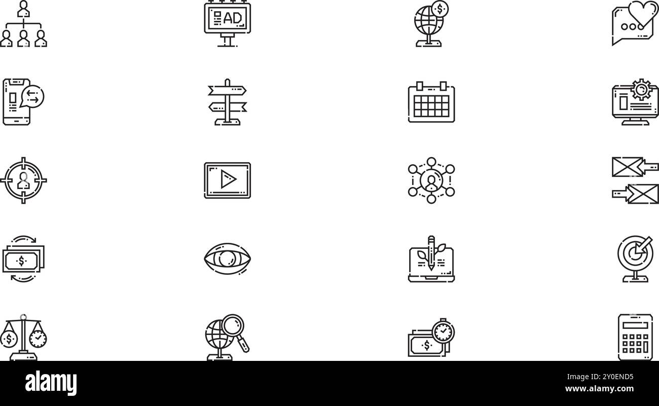 Icone di marketing raccolta icone vettoriali di alta qualità con tratto modificabile. Ideale per progetti professionali e creativi. Illustrazione Vettoriale