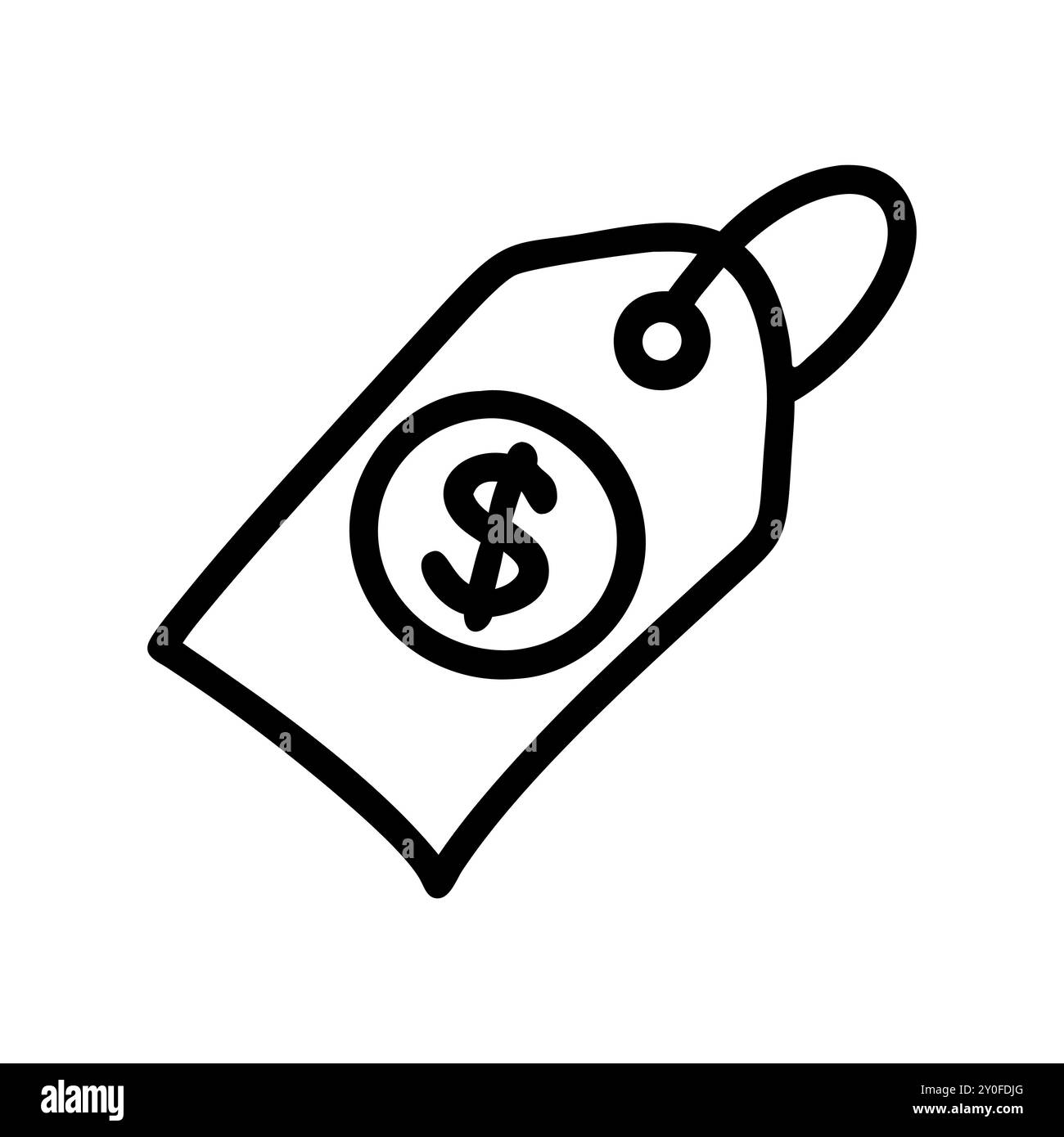 Etichetta prezzo con simbolo del dollaro icona contorno Illustrazione Vettoriale