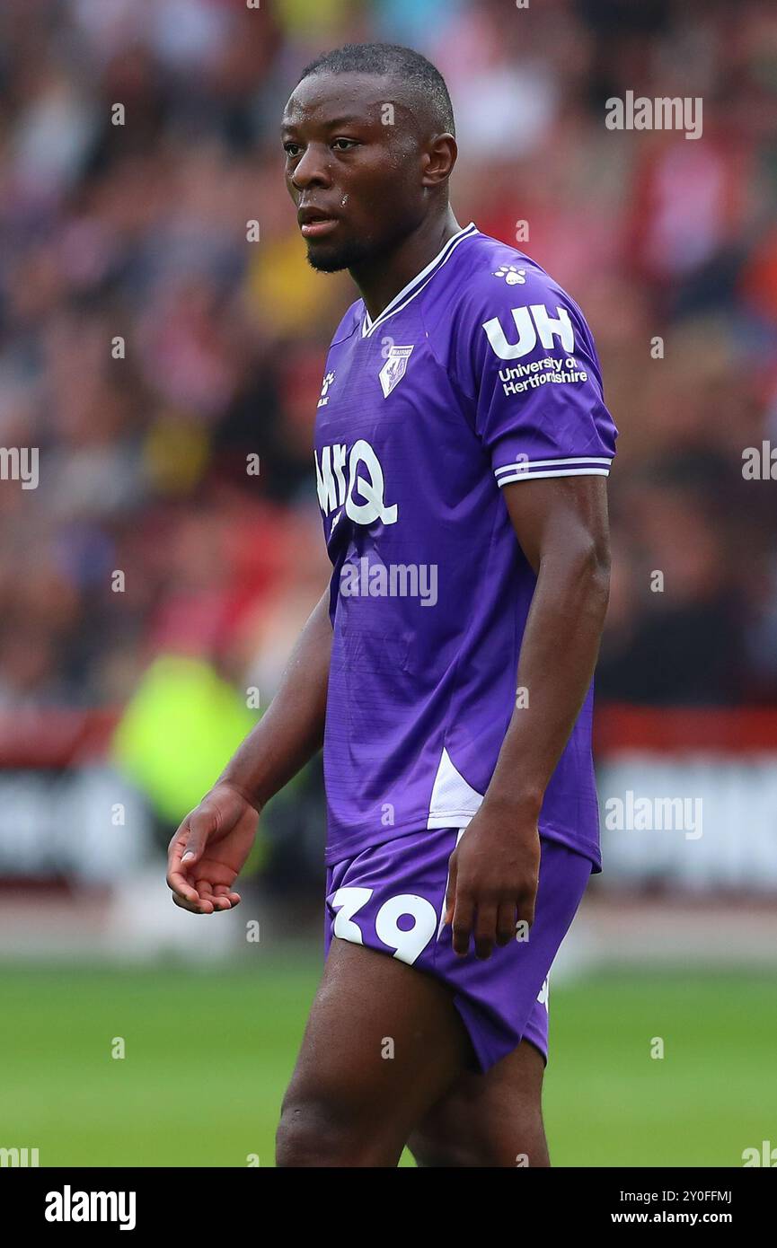 Edo Kayembe di Watford durante il match tra Sheffield United FC e Watford FC Sky BET EFL Championship a Bramall Lane, Sheffield, Inghilterra, Regno Unito, il 1° settembre 2024 Foto Stock