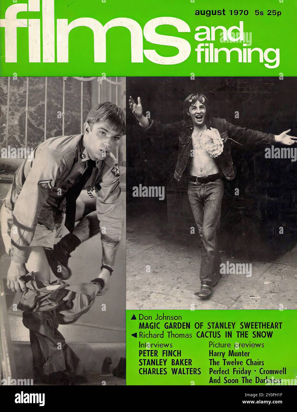 Film e riprese agosto 1970 - copertina della rivista Vintage - fotografo sconosciuto - trascrizione del testo [ agosto 1970 5s 25p Mr. T. me Kinstry film e riprese ▲ Don Johnson MAGIA GIARDINO DI STANLEY TESORO Richard Thomas CACTUS NELLE interviste SULLA NEVE Anteprima delle immagini PETER FINCH Harry Munter STANLEY BAKER le dodici sedie CHARLES WALTERS Perfect Friday. Cromwell e presto The Darkness ] SOLO PER USO EDITORIALE ! Foto Stock