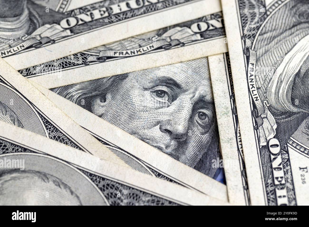 Primo piano di un gruppo di cento dollari americani, dettagli di 100 dollari americani in contanti Foto Stock