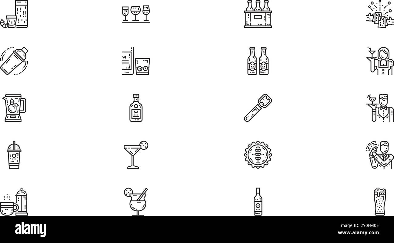 Icone della barra raccolta icone vettoriali di alta qualità con traccia modificabile. Ideale per progetti professionali e creativi. Illustrazione Vettoriale