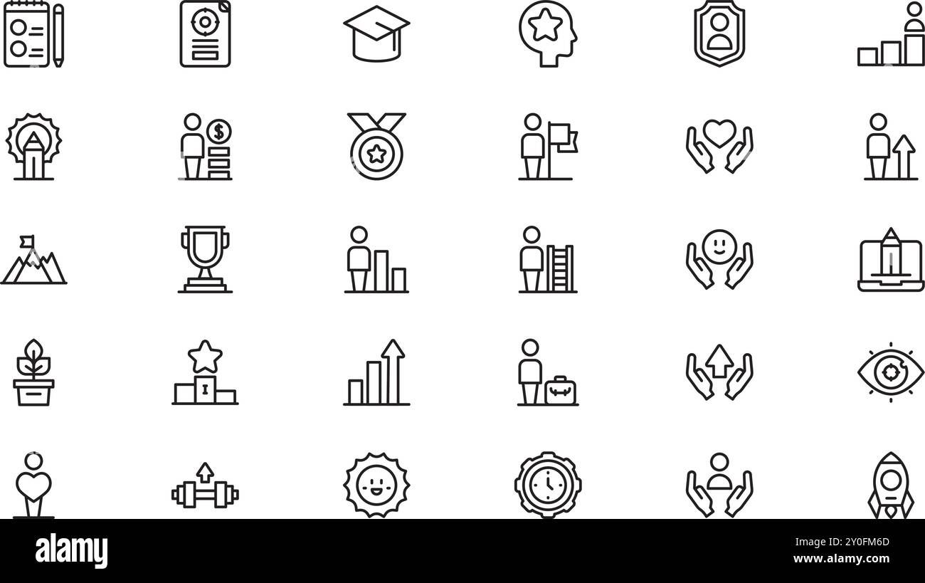 Icone di crescita personale raccolta di icone vettoriali di alta qualità con tratto modificabile. Ideale per progetti professionali e creativi. Illustrazione Vettoriale Icone di crescita personale raccolta di icone vettoriali di alta qualità con tratto modificabile. Ideale per progetti professionali e creativi. Illustrazione Vettoriale