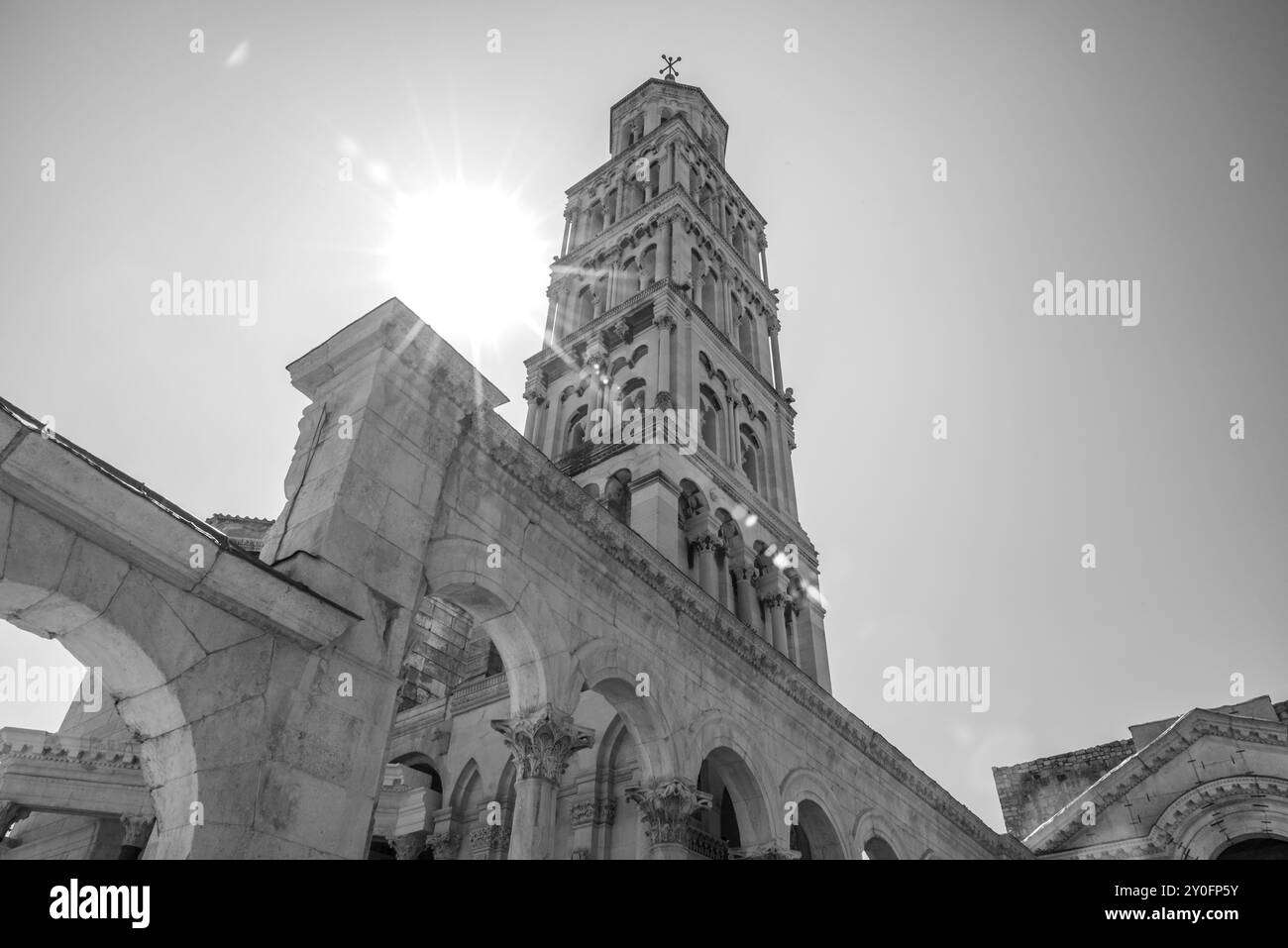 Cattedrale di San Domnio nel complesso storico del Palazzo di Diocleziano, patrimonio dell'umanità dell'UNESCO a Spalato, Repubblica di Croazia Foto Stock