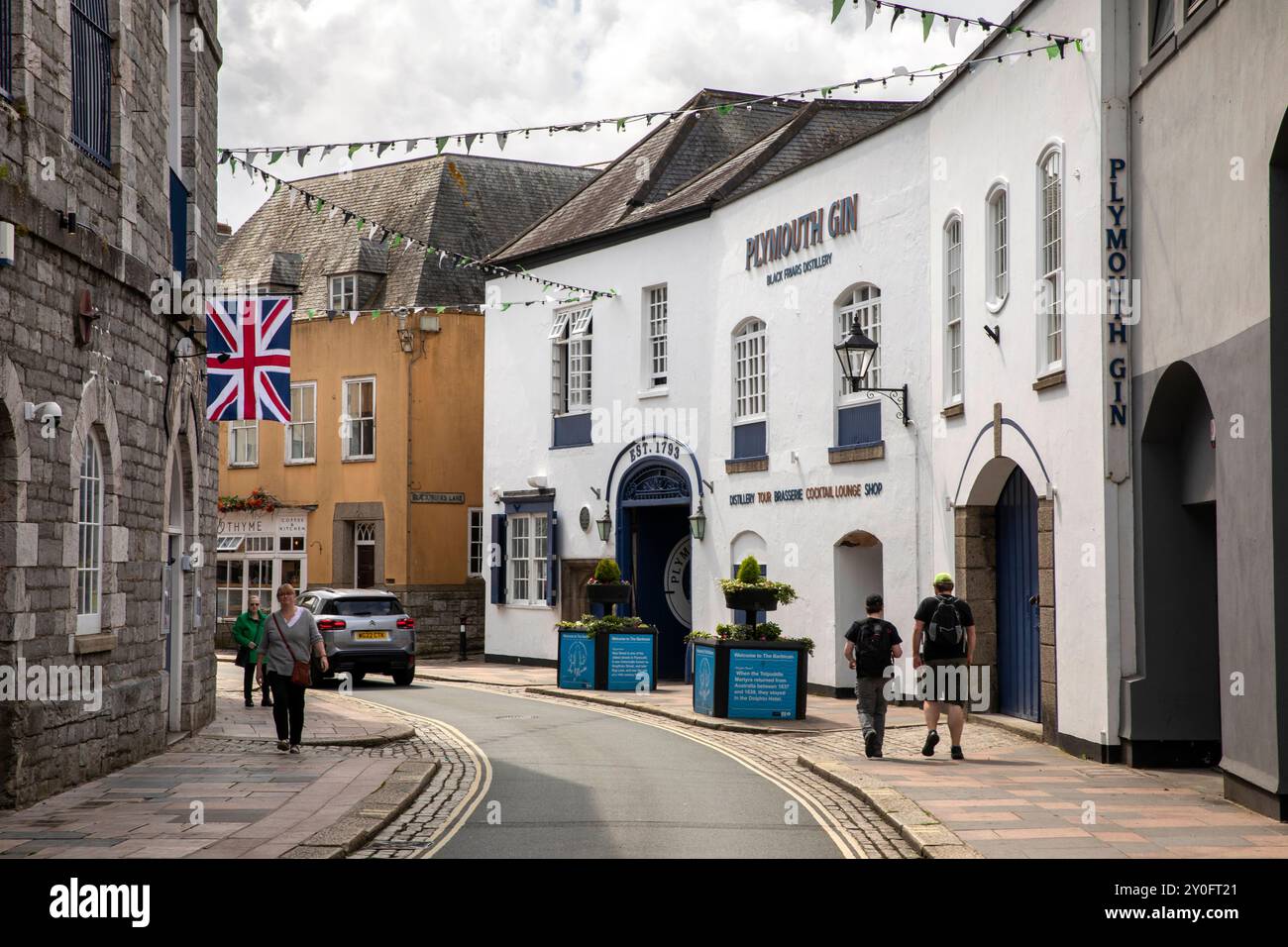 Regno Unito, Inghilterra, Devon, Plymouth, Barbican, Southside Street, distilleria Plymouth Gin Foto Stock