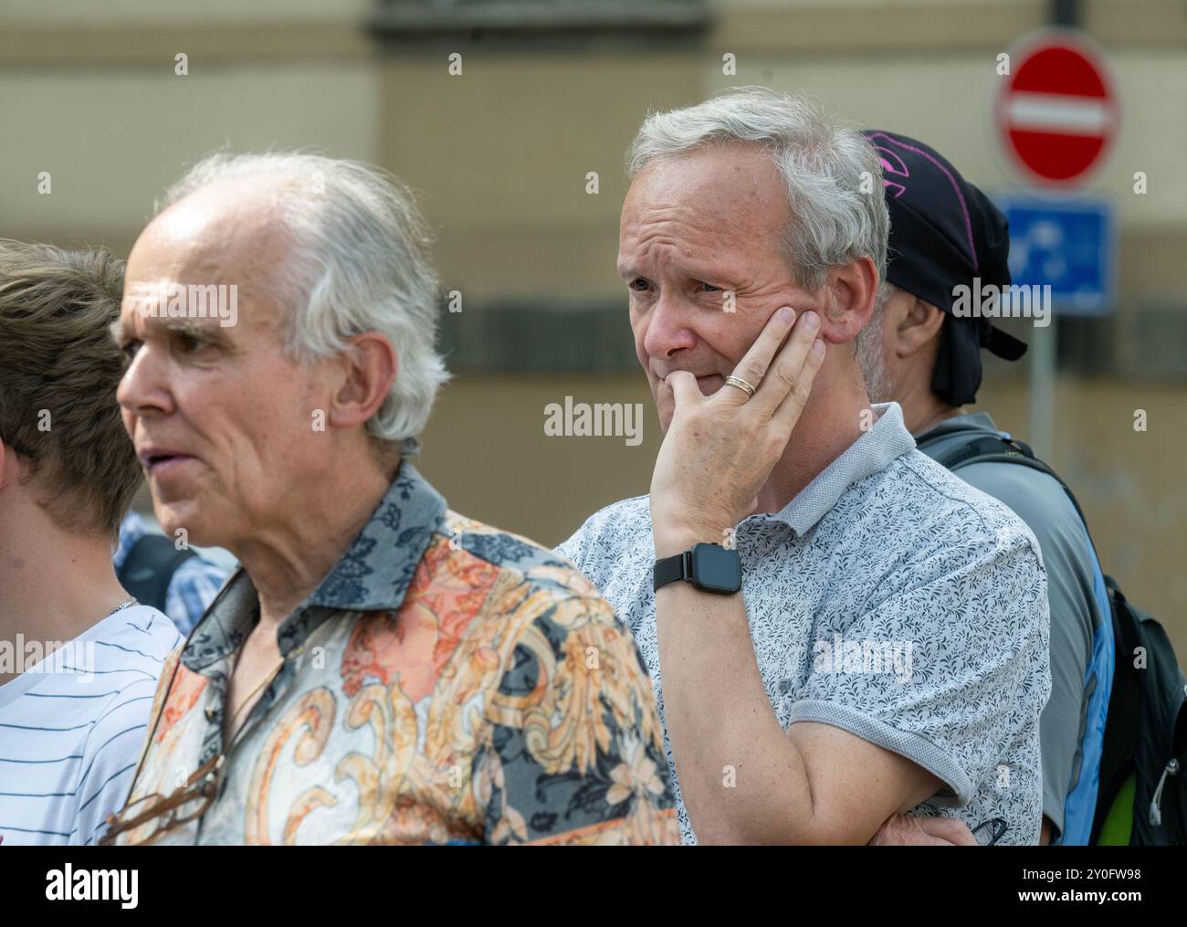 Praga, Repubblica Ceca. 2 settembre 2024. Il Pilitician Cyril Svoboda (a destra) partecipa all'inaugurazione della mostra sulla vita, il lavoro e la creazione del giornalista e politico Pavel Tigrid a Praga, Repubblica Ceca, 2 settembre 2024. Crediti: Michaela Rihova/CTK Photo/Alamy Live News Foto Stock