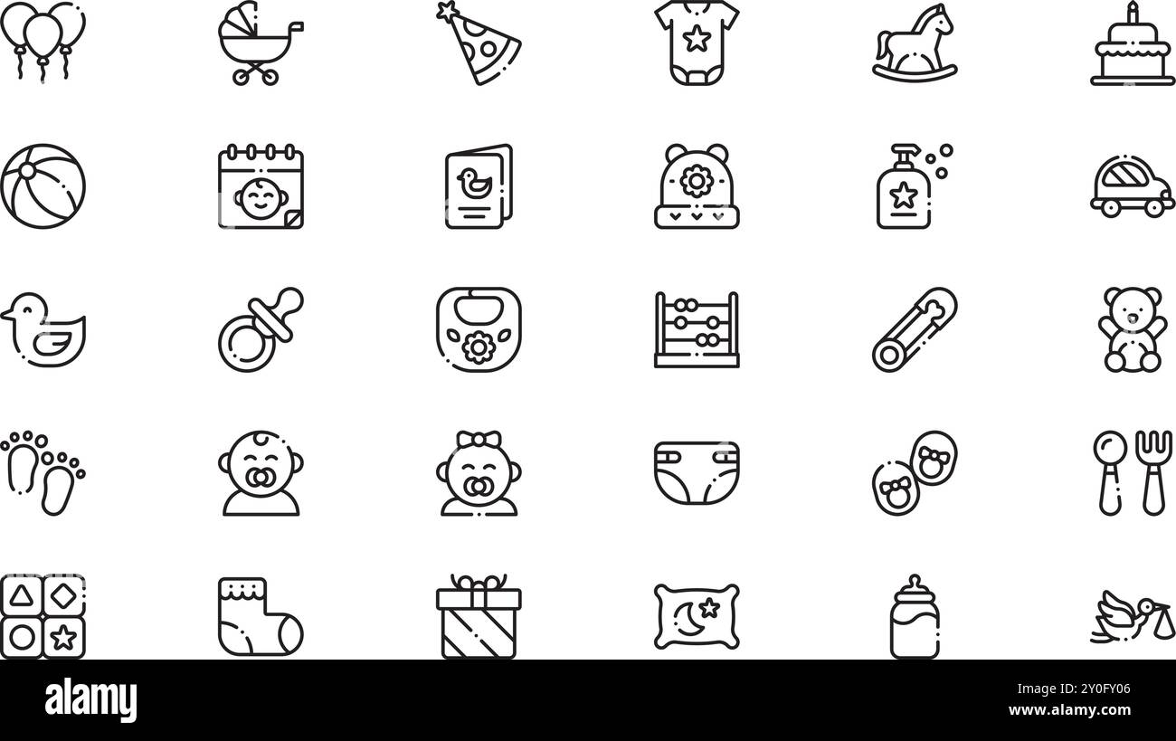 Icone della doccia del bambino Collezione icone vettoriali di alta qualità con tratto modificabile. Ideale per progetti professionali e creativi. Illustrazione Vettoriale