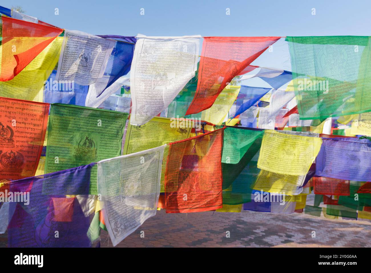 Preghiera tibetano bandiere Foto Stock