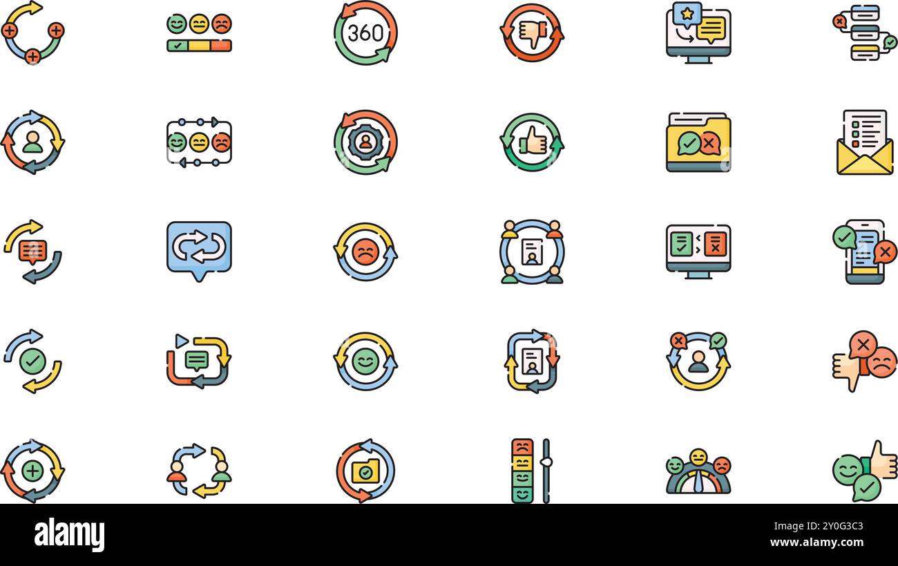 Icone del ciclo di feedback raccolta icone vettoriali di alta qualità con traccia modificabile. Ideale per progetti professionali e creativi. Illustrazione Vettoriale