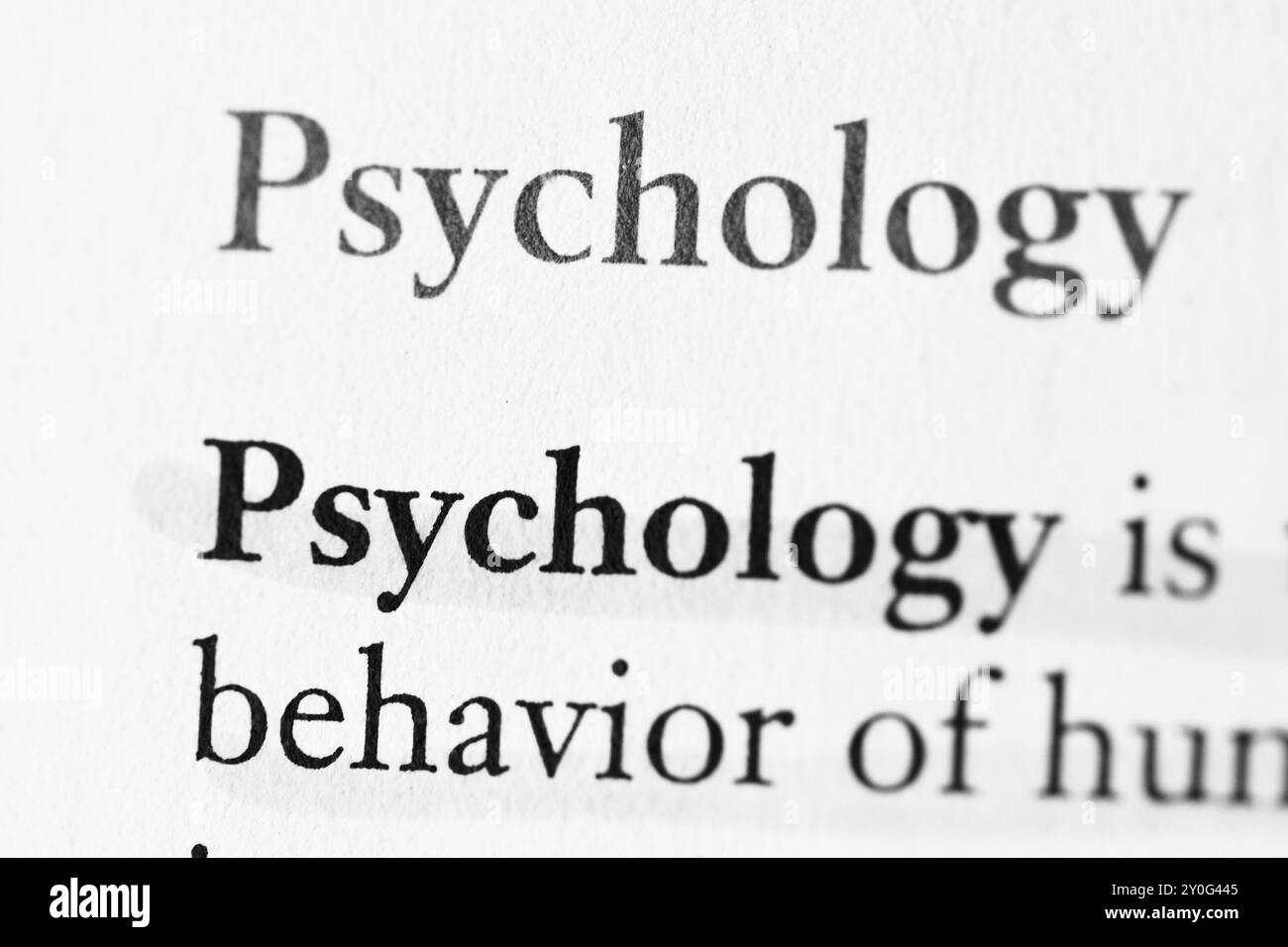 Primo piano della parola "Psicologia" in un libro di testo Foto Stock