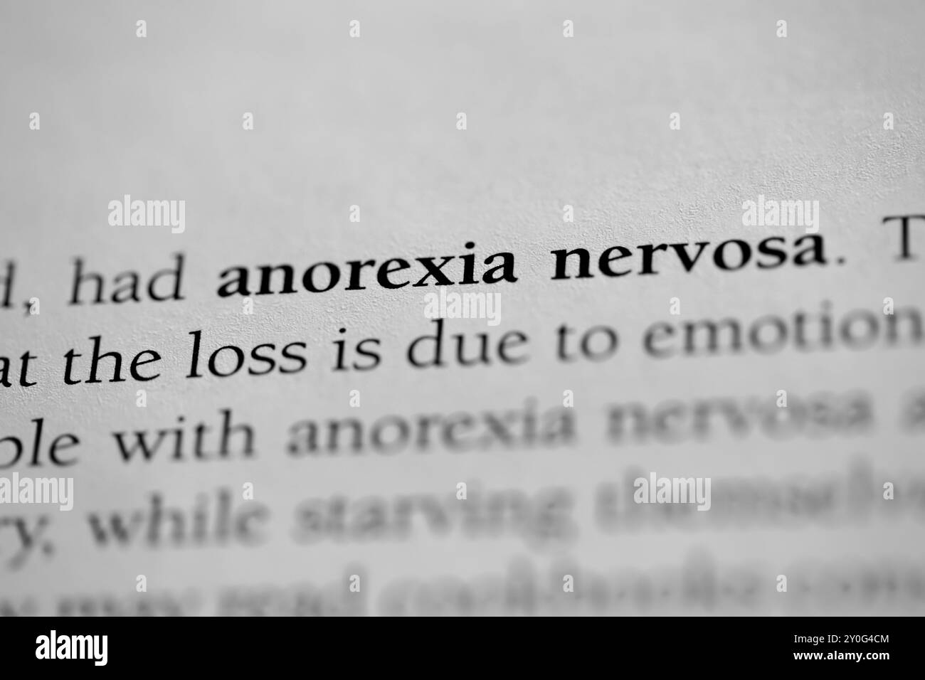 Primo piano di Psicologia Textbook Word "anoressia nervosa" Foto Stock