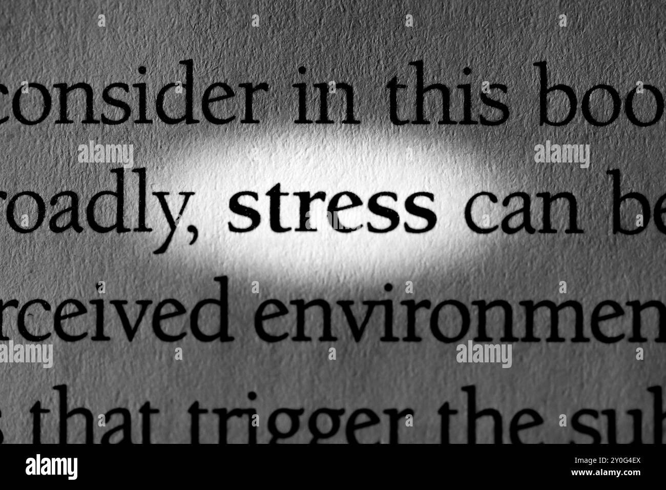 Primo piano di Psicologia Textbook Word "stress" Foto Stock