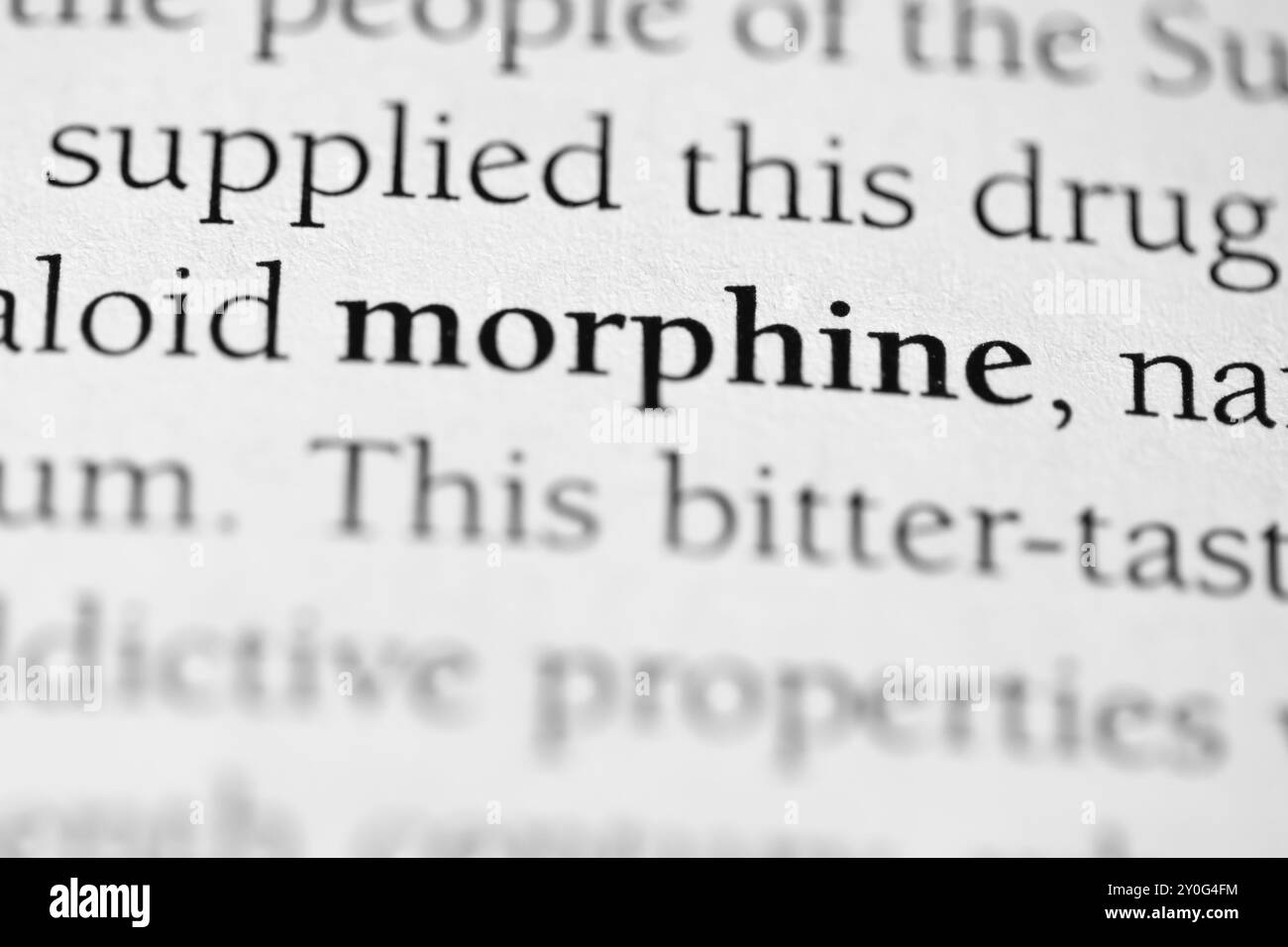 Primo piano della parola "Morfina" nel Textbook di Psicologia Foto Stock