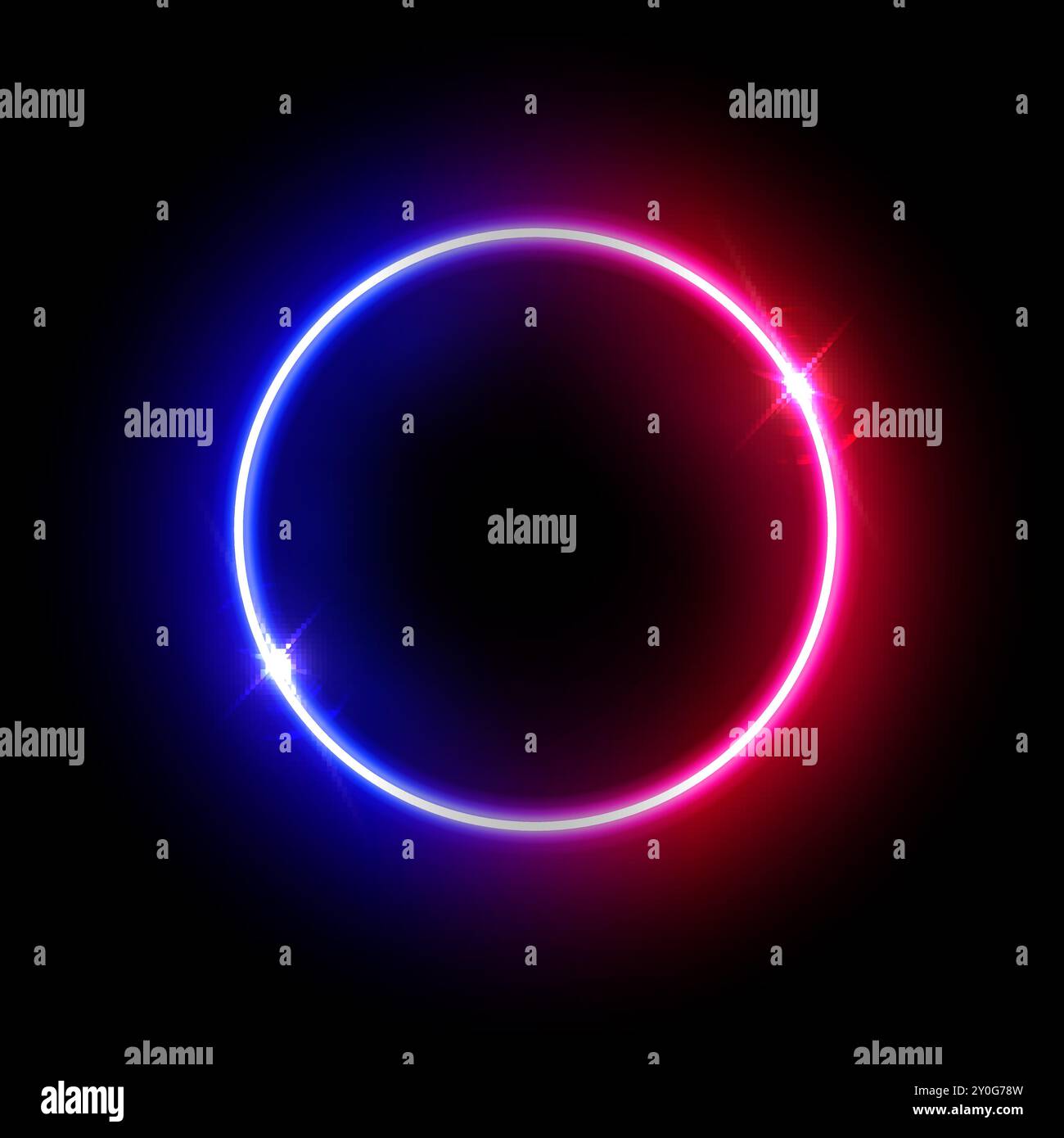 Cerchio blu chiaro al neon illuminato isolato su sfondo nero. Telaio elettrico rotondo astratto. Illustrazione vettoriale del design geometrico della moda. Vuoto Illustrazione Vettoriale