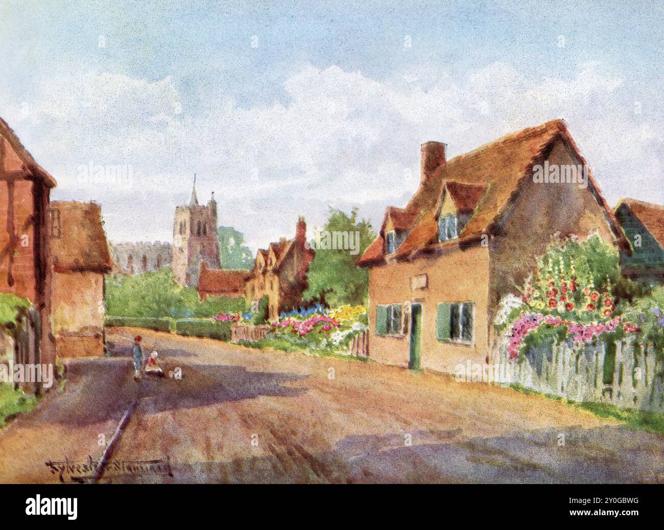 Bunyan's Cottage, Elstow, Bedford, Inghilterra, c1900. Di Henry John Sylvester Stannard (1870-1951). John Bunyan (1628-1688) è stato uno scrittore e predicatore puritano inglese. Foto Stock