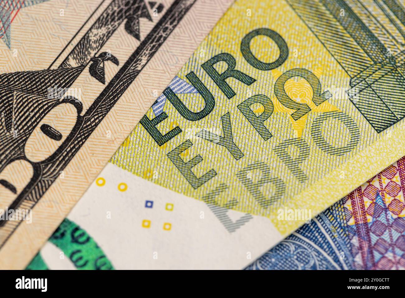 Dettagli di denaro americano primo piano, dettagli di una fattura americana da cinquanta dollari Foto Stock