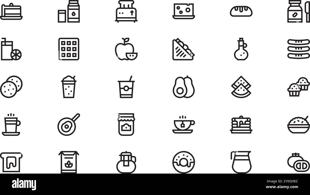 Icone della colazione Collezione di icone vettoriali di alta qualità con tratto modificabile. Ideale per progetti professionali e creativi. Illustrazione Vettoriale Icone della colazione Collezione di icone vettoriali di alta qualità con tratto modificabile. Ideale per progetti professionali e creativi. Illustrazione Vettoriale