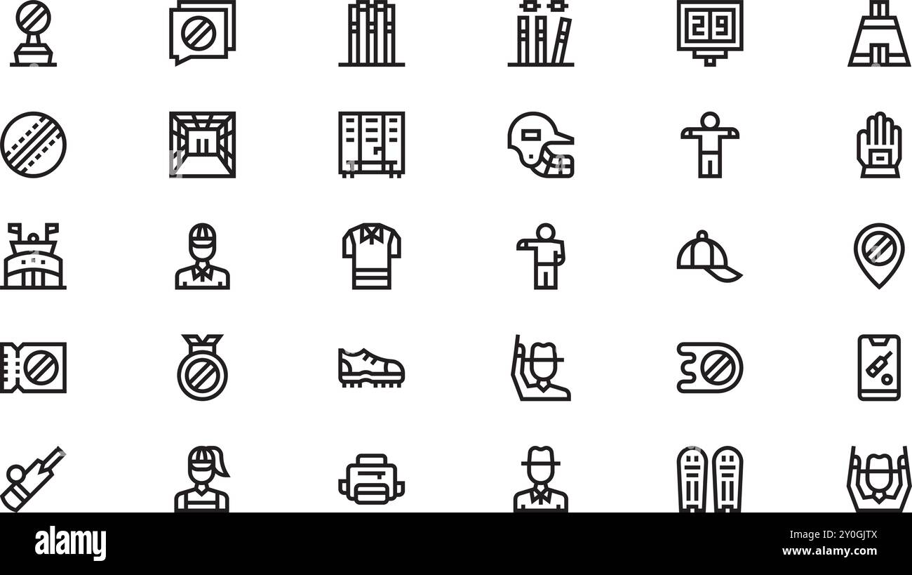 Icone Cricket raccolta icone vettoriali di alta qualità con tratto modificabile. Ideale per progetti professionali e creativi. Illustrazione Vettoriale