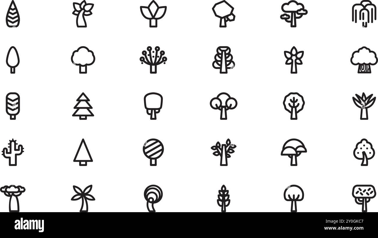 Icone delle specie ad albero raccolta icone vettoriali di alta qualità con traccia modificabile. Ideale per progetti professionali e creativi. Illustrazione Vettoriale