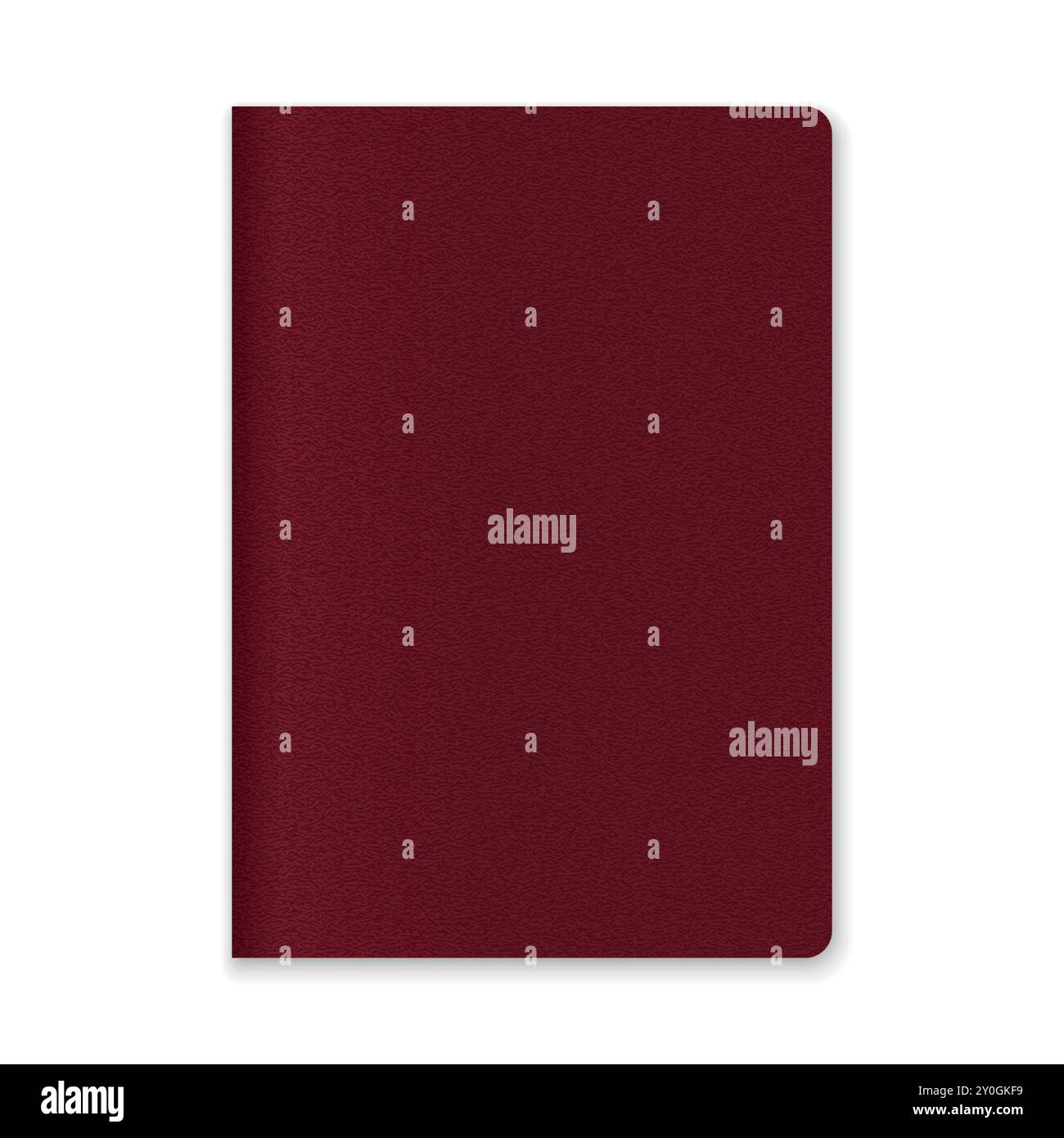 Coperchio per passaporto rosso scuro con superficie ruvida e angoli arrotondati, isolato su bianco Illustrazione Vettoriale