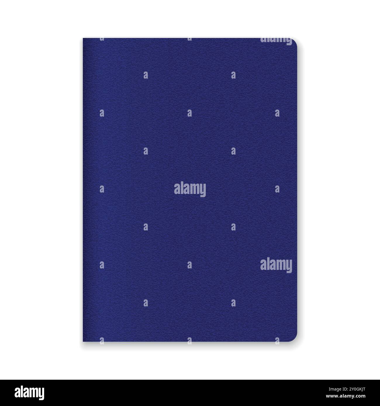 Coperchio per passaporto blu scuro con superficie ruvida e angoli arrotondati, isolato su bianco Illustrazione Vettoriale