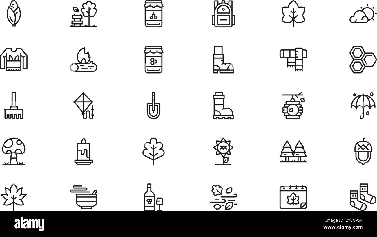 Icone autunnali Collezione icone vettoriali di alta qualità con tratto modificabile. Ideale per progetti professionali e creativi. Illustrazione Vettoriale