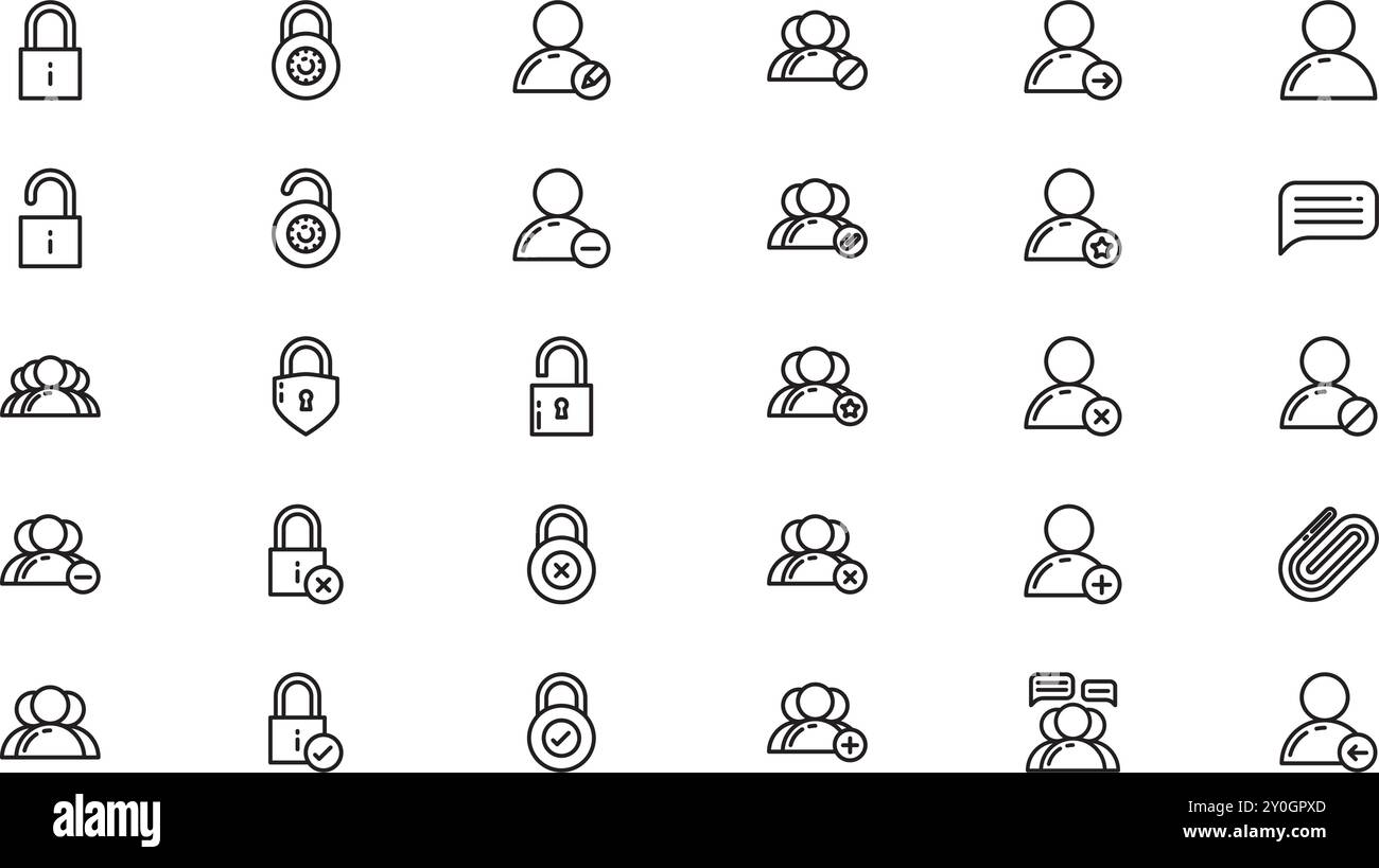 Raccolta icone vettoriali di alta qualità dell'utente con traccia modificabile. Ideale per progetti professionali e creativi. Illustrazione Vettoriale