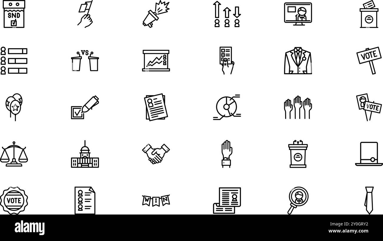 Icone delle elezioni raccolta di icone vettoriali di alta qualità con tratto modificabile. Ideale per progetti professionali e creativi. Illustrazione Vettoriale