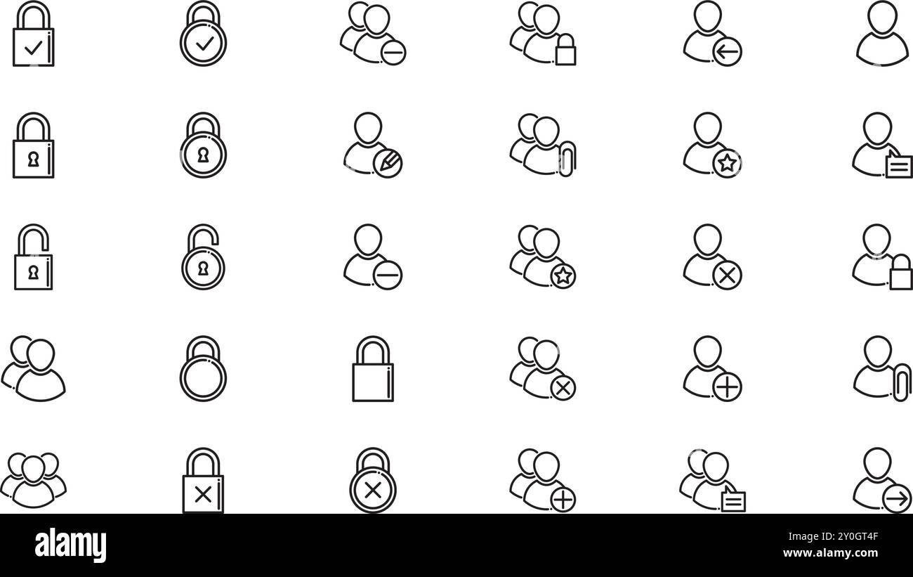 Set icone utente raccolta icone vettoriali di alta qualità con traccia modificabile. Ideale per progetti professionali e creativi. Illustrazione Vettoriale