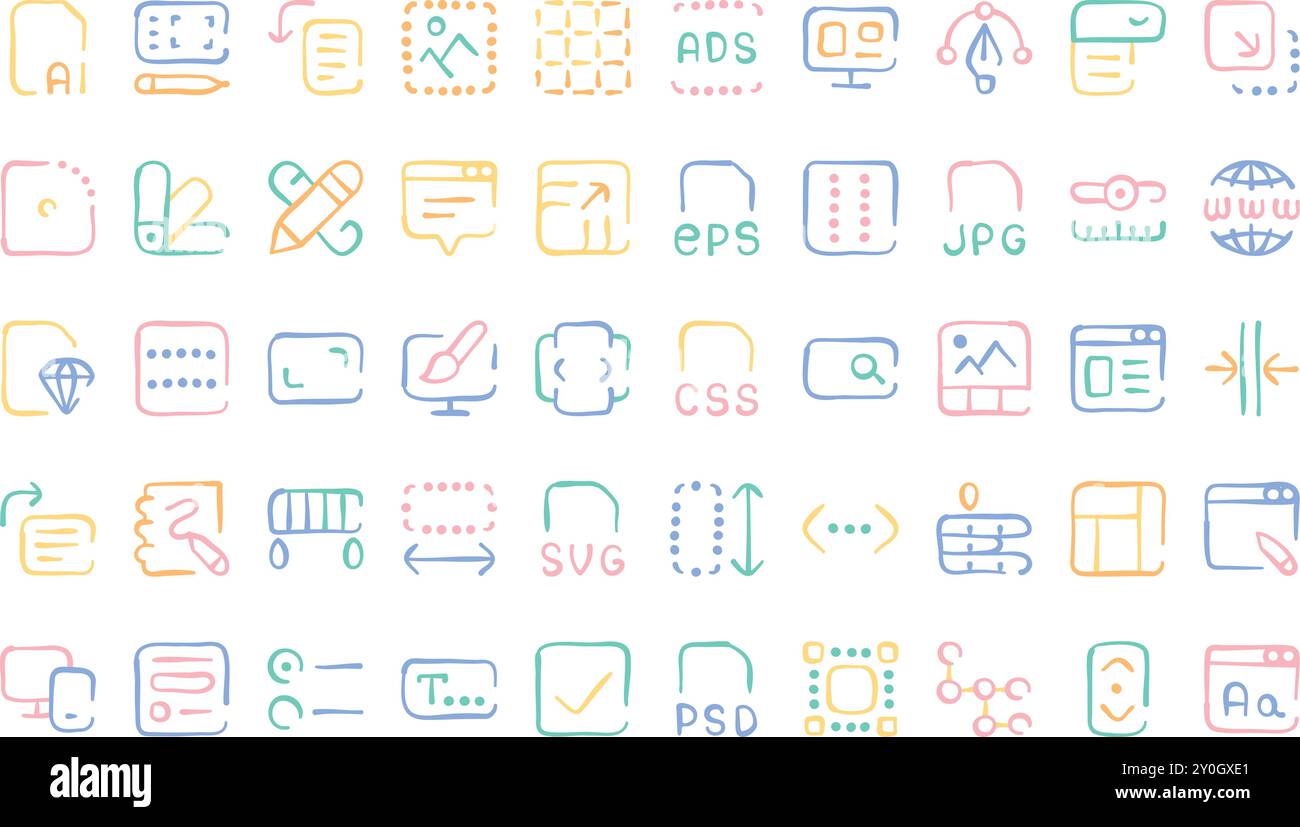 Icone di progettazione Web raccolta icone vettoriali di alta qualità con traccia modificabile. Ideale per progetti professionali e creativi. Illustrazione Vettoriale
