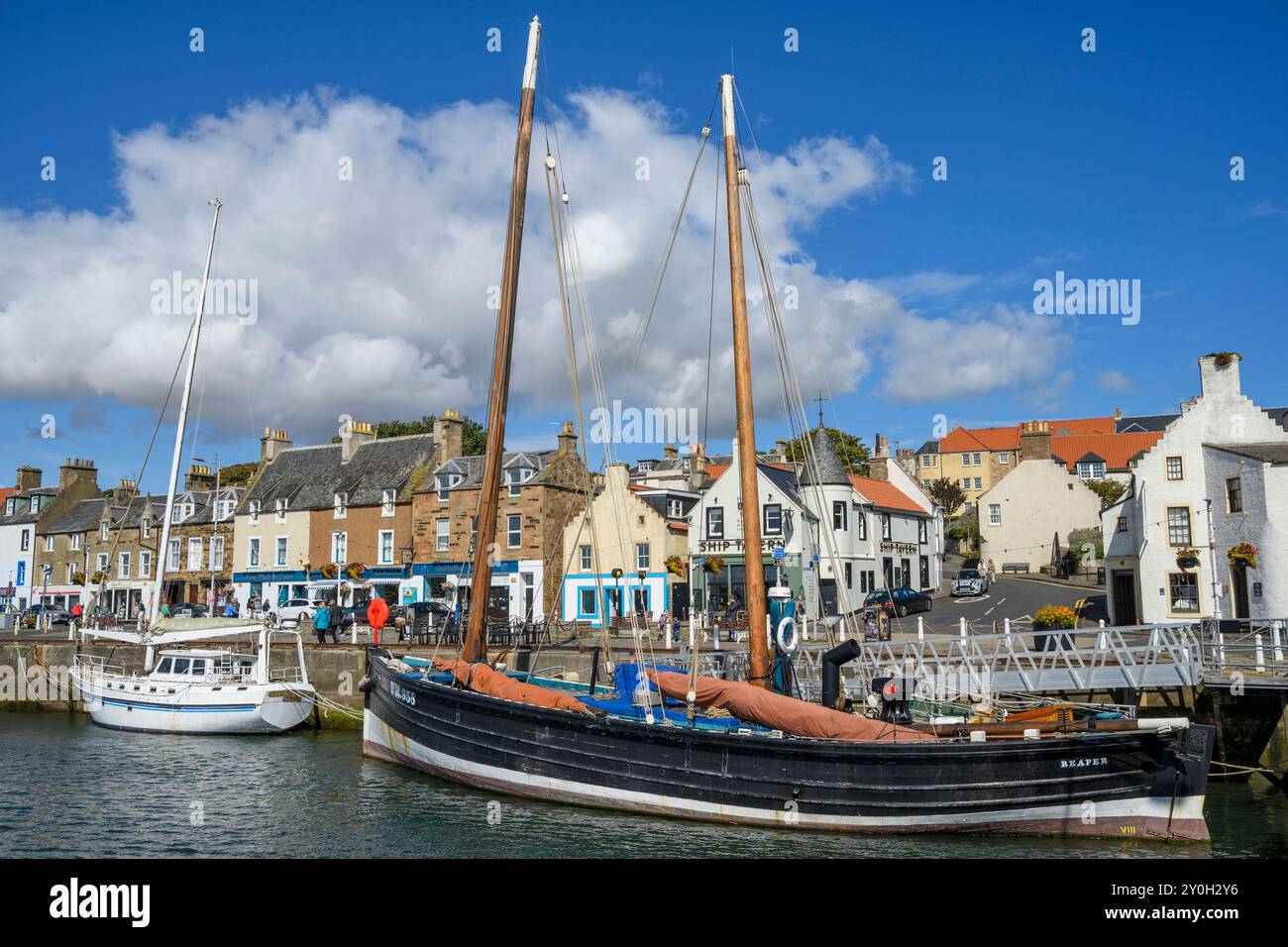 Aringhe alla deriva il mietitore ormeggiato ad Anstruther, East Neuk di Fife, Scozia. Foto Stock