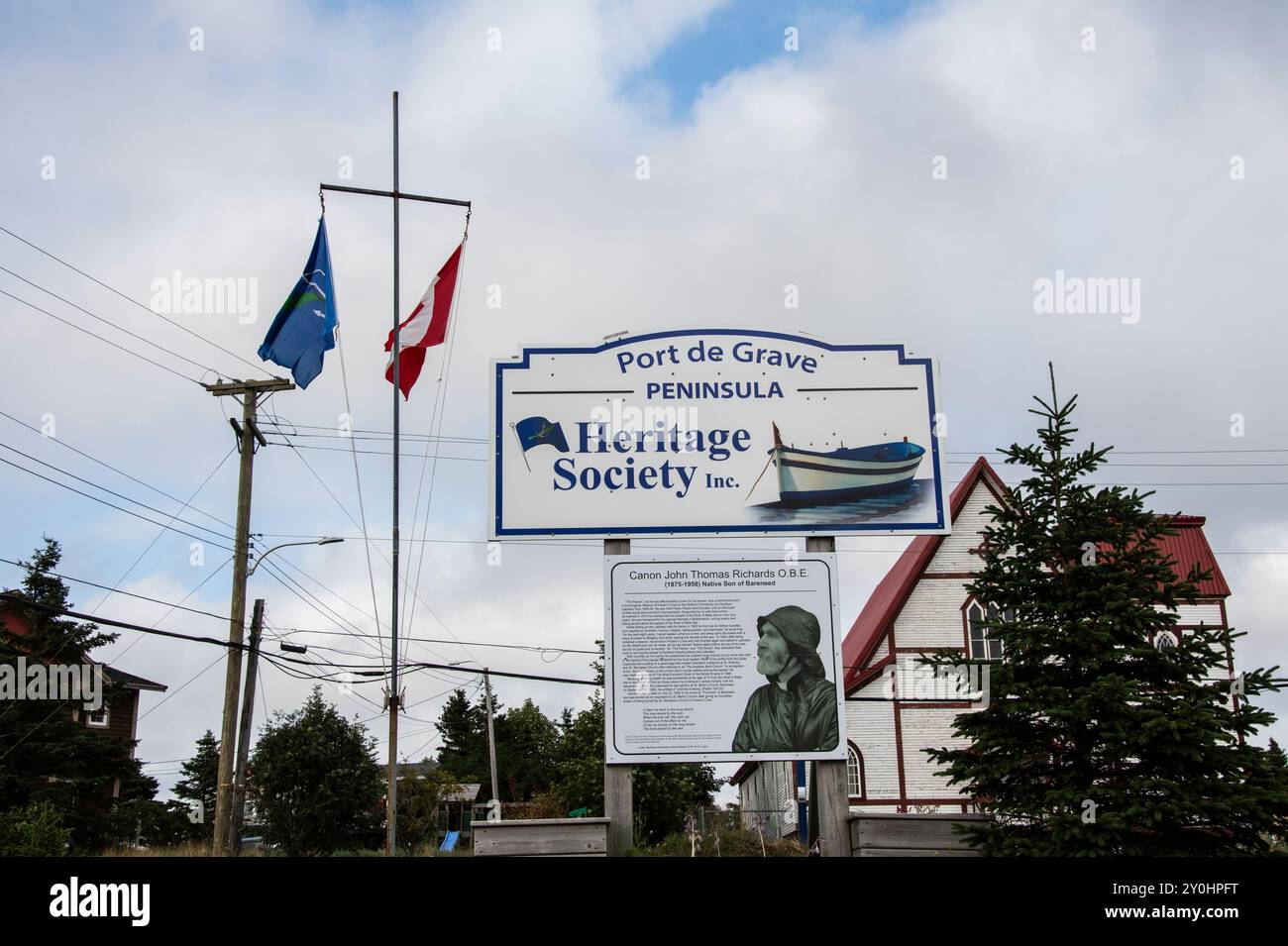 Heritage Society Inc. E Canon John Thomas Richards firmano a Port de grave, Newfoundland & Labrador, Canada Foto Stock