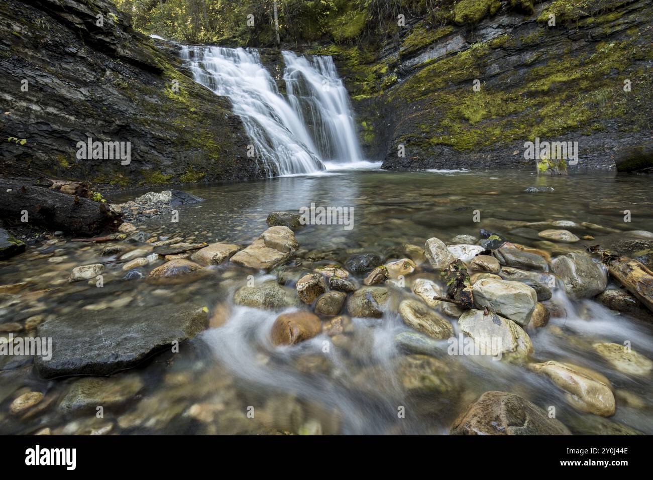 Lower Sweetcreek Falls si trova vicino a Metaline, Washington. Fotografato a ottobre Foto Stock