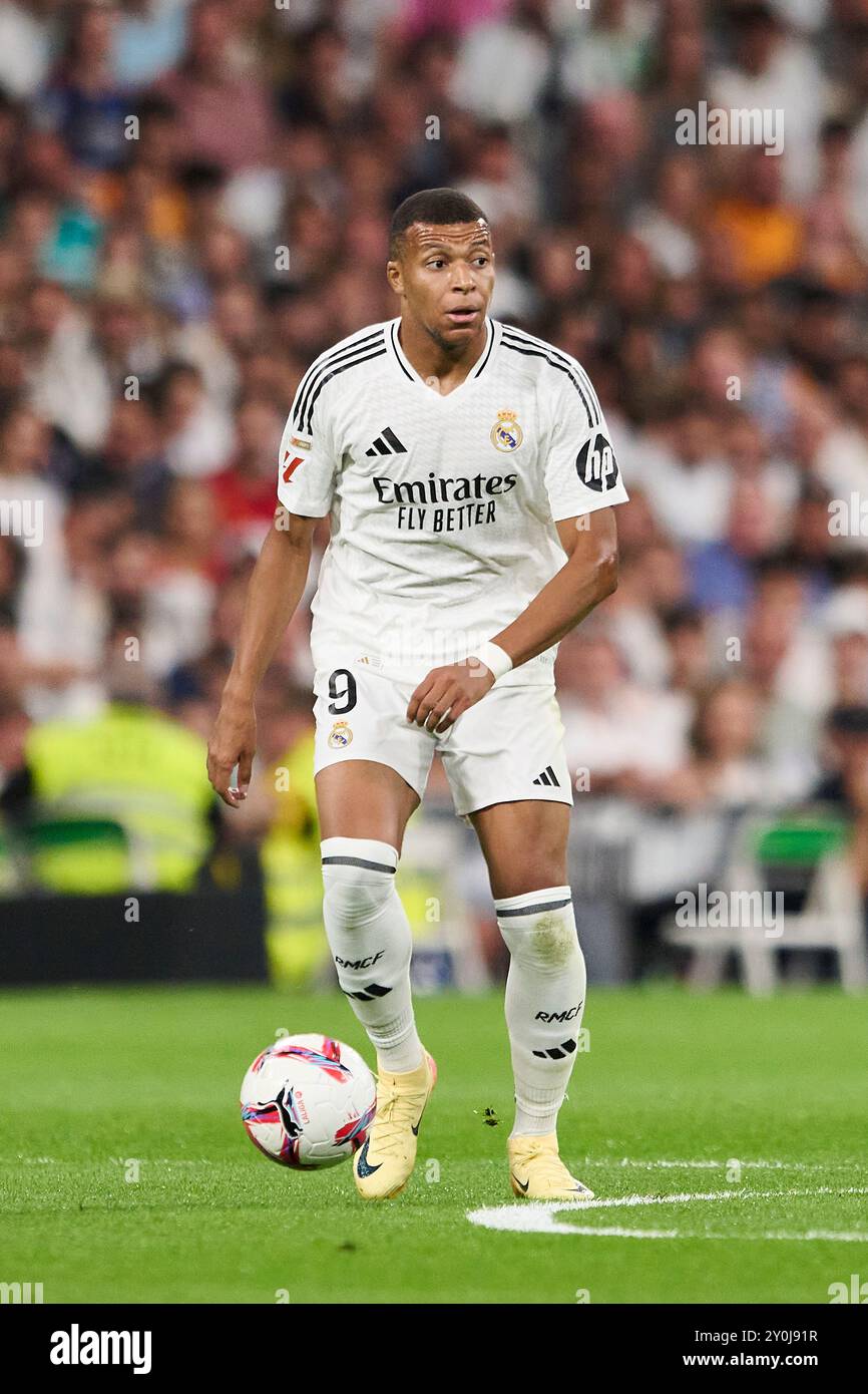 Madrid, Spagna. 3 settembre 2024. MADRID, SPAGNA - 1 SETTEMBRE: Kylian Mbappe centroattaccante del Real Madrid in azione durante la partita LaLiga EA Sports tra Real Madrid e Real Betis allo stadio Santiago Bernabeu il 1° settembre 2024 a Madrid, Spagna. (Foto di Francisco Macia/Photo Players Images/Magara Press) crediti: Magara Press SL/Alamy Live News Foto Stock